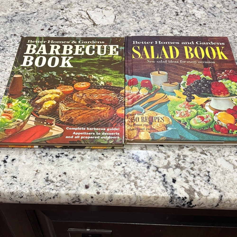 Vintage Better Homes And Gardens Barbecue and Salad Books 1968 and 1972.